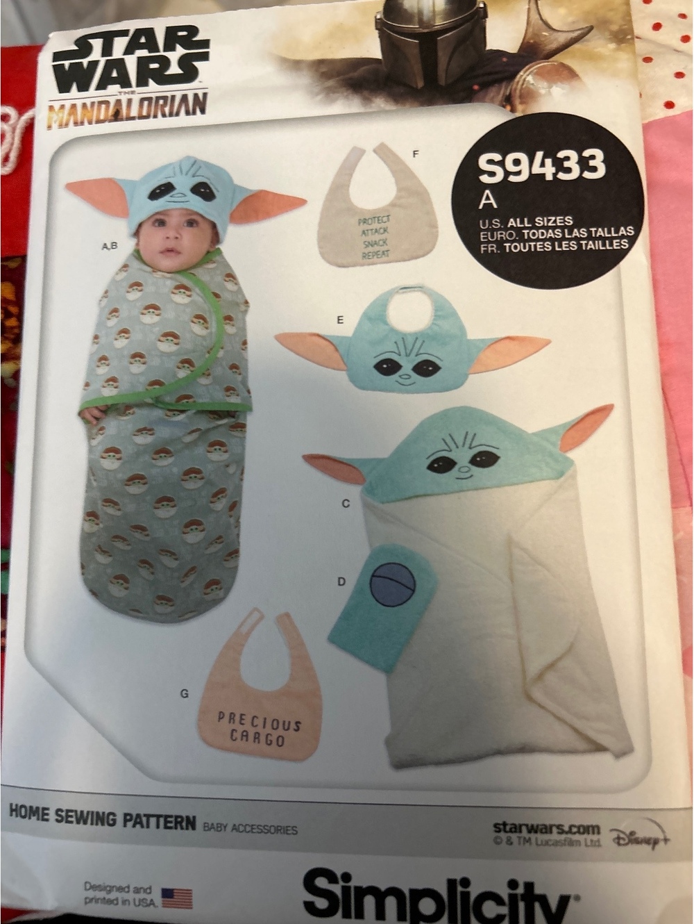 Simplicity Star Wars Mandalorian Baby Accessories Sewing Pattern S9433